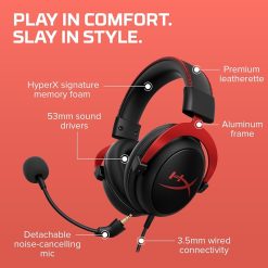 Alternative view of HyperX Cloud II Gaming Headset – 7.1 Surround Sound, Memory Foam, Detachable Noise-Reducing Mic, Up to 30H Battery (Red-Black)