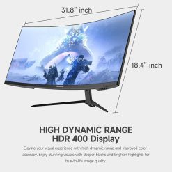 Alternative view of NOC 34" Curved Gaming Monitor 1500R Ultra-Wide QHD 3440x1440 165Hz 1ms, FreeSync, HDMI/DP, 100% sRGB, Built-in Speakers, RGB Backlight