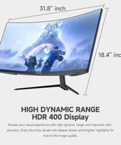 Alternative view of NOC 34" Curved Gaming Monitor 1500R Ultra-Wide QHD 3440x1440 165Hz 1ms, FreeSync, HDMI/DP, 100% sRGB, Built-in Speakers, RGB Backlight
