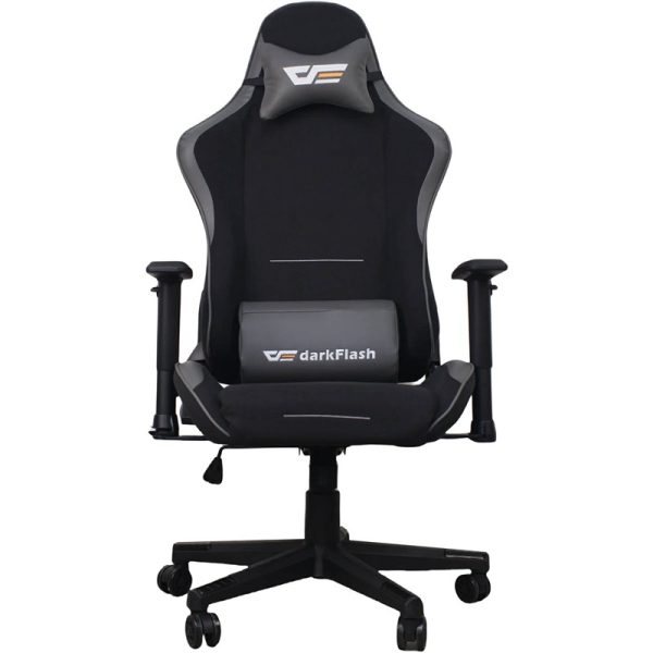 DarkFlash RC400 Gaming Chair Black, Adjustable Dual-Pillow, 350mm Wide Base, 2D Armrest, 90°-160° Reclining, Glass Lift & PU Nylon Wheels - Image 3