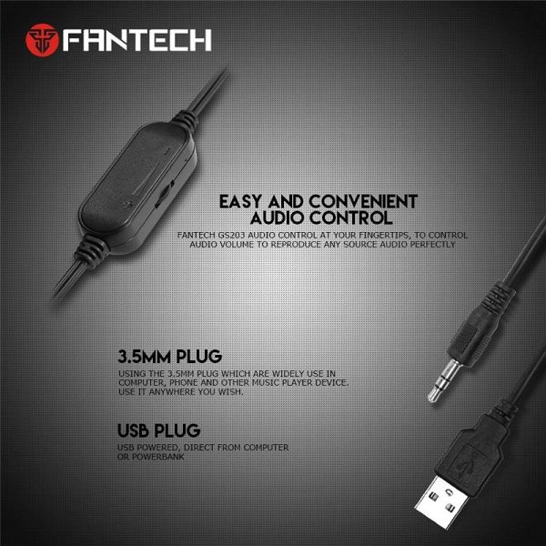 Fantech BEAT GS203-B Gaming Speaker with Jack & USB, RGB Lighting HIFI Subwoofer Black - Image 3