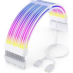 RGB PSU Cable Kit 24-Pin ARGB Motherboard Extension with 3-Pin Sync LED Light Strips for Gaming PC Setup 8-Inch