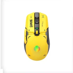 KGaming K03 Tri‑Mode Wireless Gaming Mouse – Wired/2.4GHz/Bluetooth Connectivity, 16,000 DPI, Lightweight 82.5 g (Yellow)