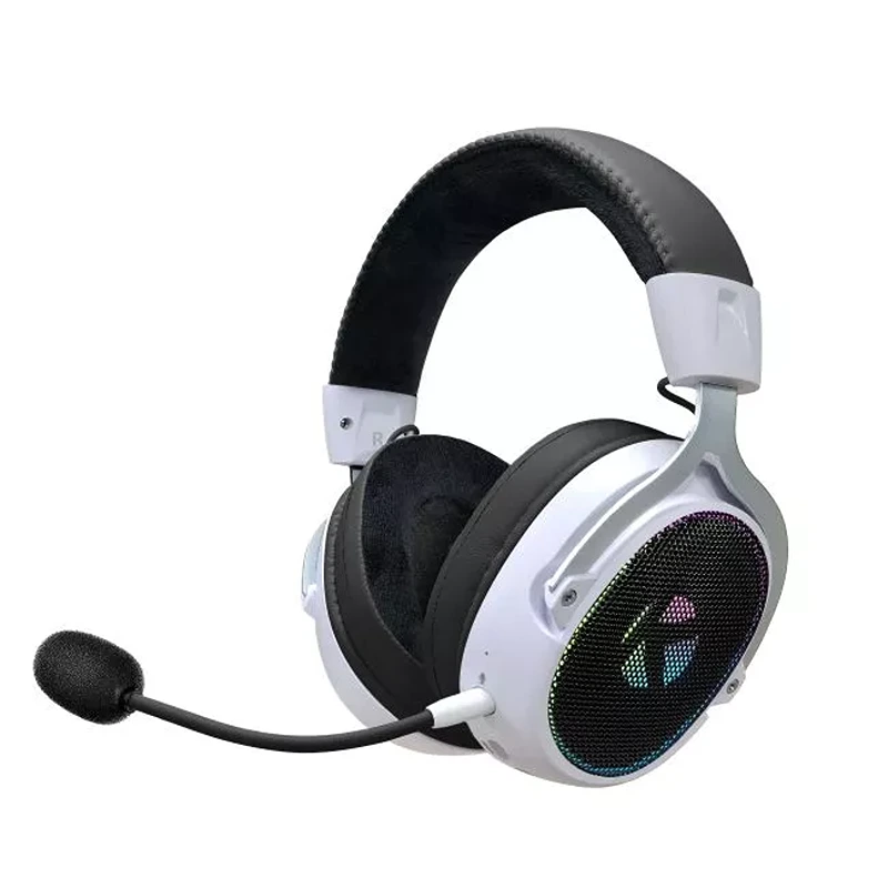 KGaming K10 Wireless Gaming Headset – Tri‑Mode Connectivity, 7.1 Surround Sound, 1000 mAh Battery (Black & White)