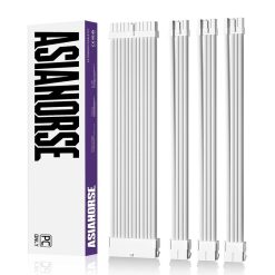 AsiaHorse 16AWG Sleeved PSU Extension Cable Kit Soft Braided Custom Mod Cables with Color Combs 24-Pin 8-Pin 6+2-Pin 4+4-Pin Connectors 30CM Snow White