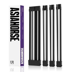 AsiaHorse 18AWG Sleeved PSU Extension Cable Kit Soft Braided Custom Mod Cables with Dual-Color Comb Set 24-Pin 8-Pin 6+2-Pin 4+4-Pin Connectors 30CM - White Mix Black