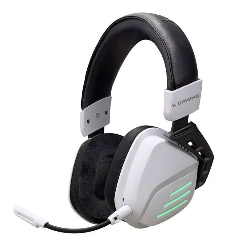 KGaming K20 Wireless Gaming Headset – Tri‑Mode Connectivity, 7.1 Surround Sound, 1000 mAh Battery (Black & White)