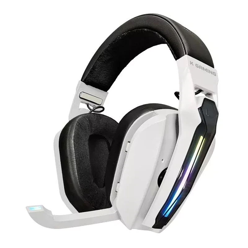 KGaming K30 Wireless Gaming Headset – Tri‑Mode Connectivity, 7.1 Surround Sound, 1000 mAh Battery (Black & White)