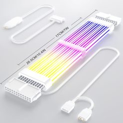 Alternative view of RGB PSU Cable Kit 24-Pin ARGB Motherboard Extension with 3-Pin Sync LED Light Strips for Gaming PC Setup 8-Inch