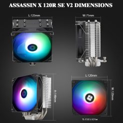 Alternative view of Thermalright Assassin X 120R SE V2 CPU Air Cooler 120mm RGB PWM Fan S-FDB Bearing 4×6mm Heat Pipes 1550RPM Compatible with Intel LGA 1851/1700/1200/115X and AMD AM4/AM5