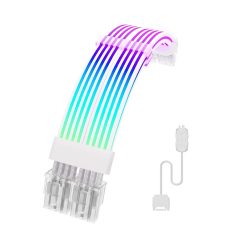 Alternative view of RGB 2x8 GPU Extension Cable 12VHPWR 8-Pin Dual Connector with 5V 3-Pin Sync ARGB Strips Customizable PC Build Lighting 10-Inch