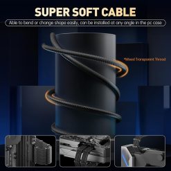 Alternative view of AsiaHorse 16AWG Sleeved PSU Extension Cable Kit Soft Braided Custom Mod Cables with Comb Set 24-Pin 8-Pin 6+2-Pin 4+4-Pin Connectors 30CM - Bright Black