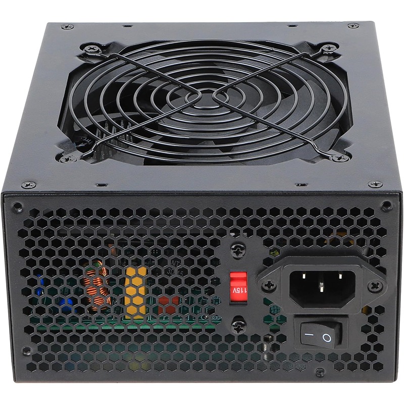 ESGAMING 650W Non-Modular ATX Power Supply 6+2 Pin PCIe Connectors Auto-Thermal Controlled 120mm Fan PFC Protection Dual 115/230V Input Switch - Image 3