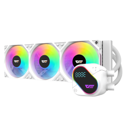 darkFlash DO360 360mm AIO Liquid CPU Cooler, Segment LCD, ARGB, Intel & AMD Compatible — White