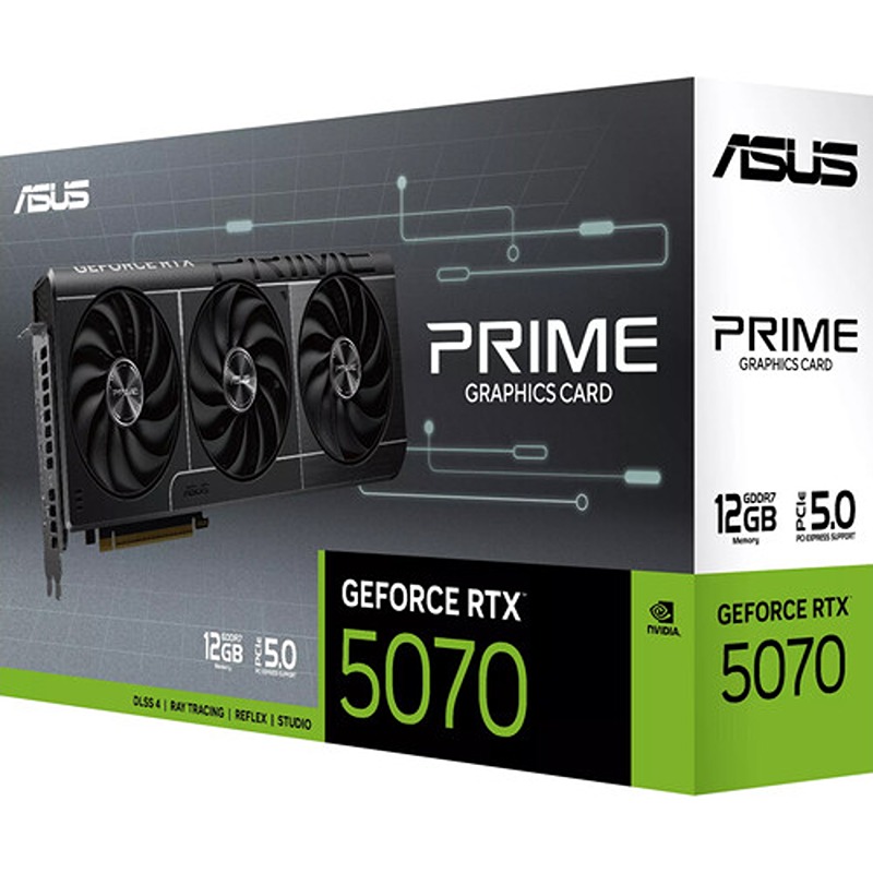 ASUS GeForce RTX 5070 PRIME – 12 GB GDDR7, PCIe 5.0, Triple‑Fan, Black