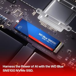 محرك أقراص SSD WD Blue SN5100 بسعة 1 تيرابايت بتنسيق NVMe M.2 2280 وواجهة PCIe Gen 4.0 – تخزين فائق السرعة يصل إلى 7,100MB/s (WDS100T5B0E)