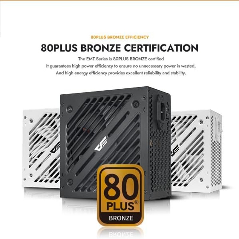 DarkFlash EMT750 750W 80+ Bronze Non-Modular Power Supply, Japanese 105°C Capacitors, FDB Fan, Triple PCIe Connectors — Black - Image 3