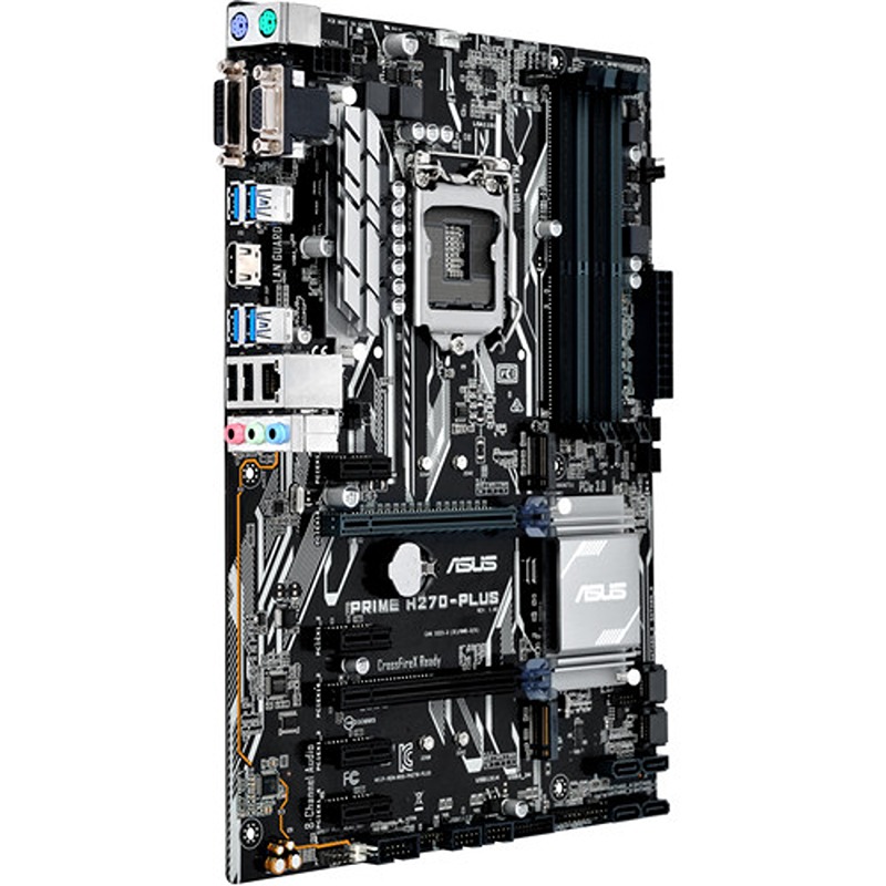 ASUS Prime H270-Plus CSM ATX Motherboard – Intel LGA1151 Socket, DDR4 64GB Support, Dual PCIe x16, M.2 Slot, CrossFire Ready – Black/Silver