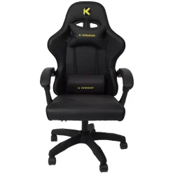 كرسي الألعاب KGaming KGS 001A Nomad باللون الأسود بالكامل، مقاس متوسط، مصنوع من PVC، مزود بآلية إمالة ونظام رفع غازي من الفئة 1 ومساند أذرع مترابطة، كرسي ألعاب مريح - أسود