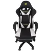 KGAMING KGS-002 Ergonomic Gaming Chair Adjustable Recline with Footrest PU Leather Linkage Armrest Medium Size - BLACK & White (GCH-0006)