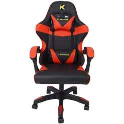 كرسي الألعاب المريح KGAMING KGS-001A Nomad القابل لتعديل الميل، المصنوع من جلد PU، مع مسندي ذراع متصلين، مقاس متوسط - أحمر وأسود (GCH-0005)