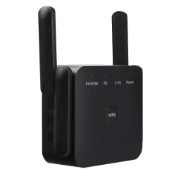 Fenvi AC1200 WiFi Repeater & Extender – 5GHz/2.4GHz Dual-Band, 1200Mbps High-Speed Signal Booster, Long-Range Wireless Network Amplifier, Black