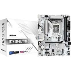 ASRock White B760M-HDV/M.2 DDR5 Micro ATX Motherboard – LGA1700, Intel 12th & 13th Gen CPU Compatible, B760 Chipset