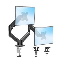 Dual Monitor Stand Adjustable Gas Spring Desk Mount VESA 13–32 Inch Heavy Duty 2–10KG Load Capacity - Black
