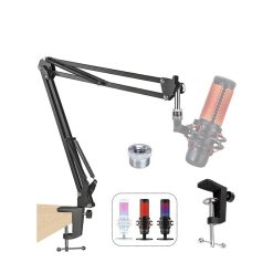 Microphone Stand Adjustable Boom Arm Suspension Scissor Arm Compatible with HyperX QuadCast & QuadCast S RGB - Black