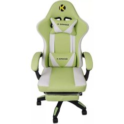 KGAMING KGS-002 كرسي ألعاب مريح قابل للتعديل مع إمكانية الإمالة ومسند قدم، جلد PU، مسند ذراع متصل، مقاس متوسط - أخضر فاتح (GCH-0008)
