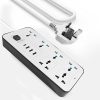 UK Power Extension Cord 2M 6 Socket Power Strip 3 USB + USB-C PD Charging Port Surge Protector 2000W Multi Plug Extension Lead - White