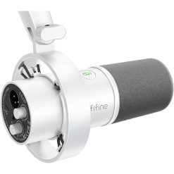 FIFINE K688 Dynamic Microphone USB/XLR Cardioid Studio Mic with Monitoring, Mute & Volume Control – White