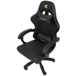 كرسي الألعاب KGaming KGS 001A Nomad باللون الأسود بالكامل، مقاس متوسط، مصنوع من PVC، مزود بآلية إمالة ونظام رفع غازي من الفئة 1 ومساند أذرع مترابطة، كرسي ألعاب مريح - أسود