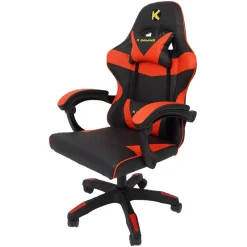 كرسي الألعاب المريح KGAMING KGS-001A Nomad القابل لتعديل الميل، المصنوع من جلد PU، مع مسندي ذراع متصلين، مقاس متوسط - أحمر وأسود (GCH-0005)