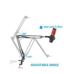 Microphone Stand Adjustable Boom Arm Suspension Scissor Arm Compatible with HyperX QuadCast & QuadCast S RGB - Black