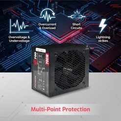 Tortox LX700 700W ATX Power Supply Gaming PSU Low Noise 12cm Cooling Fan 6+2 Pin VGA Intel & AMD Compatible 160–264V Input - Black