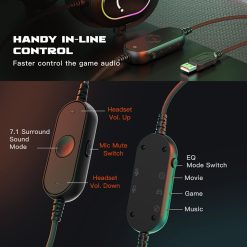 FIFINE AmpliGame H6 Gaming Headset Wired USB 7.1 Surround Sound RGB EQ Mode Soft Ear Pads PC PS4 PS5 Laptop Streaming Headphones - Black