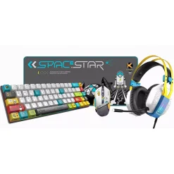 حزمة ألعاب KGaming ‏4 في 1‏ KMP-04، لوحة مفاتيح ألعاب وفأرة وسماعة رأس ولوحة فأرة بإضاءة RGB وUSB باللون الأسود