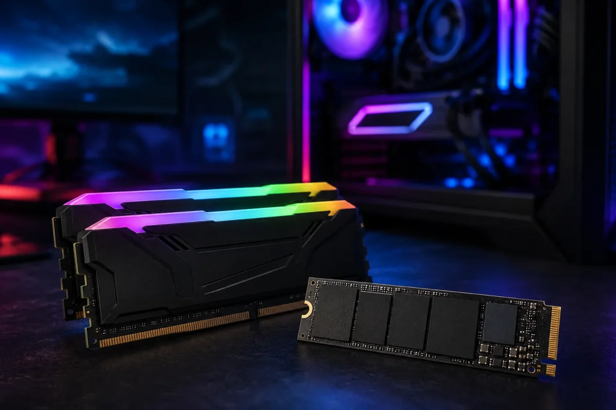 RAM sticks and NVMe SSD for gaming PC upgrade in Bahrain