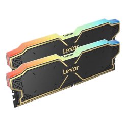 طقم ذاكرة Lexar THOR RGB بسعة 32GB (2x16GB) DDR5 وسرعة 6000MHz وزمن وصول CL38 لأجهزة الكمبيوتر المكتبية المخصصة للألعاب، باللون الأسود | LD5U16G60C38BG-RGD