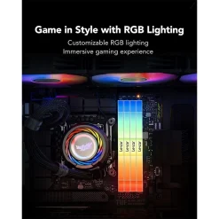 طقم ذاكرة Lexar THOR RGB بسعة 32GB (2x16GB) DDR5 وسرعة 6000MHz وزمن وصول CL38 لأجهزة الكمبيوتر المكتبية المخصصة للألعاب، باللون الأسود | LD5U16G60C38BG-RGD