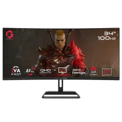 GAMEON GOC34WQHD100VA Spectra Pro Series 34" WQHD, 100Hz, MPRT 0.5ms, HDMI 2.1, Fast VA Panel Curved Gaming Monitor 1500R 21:9 (Supports PS5) - Black