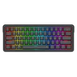 Redragon IRONGUARD K722-RGB، لوحة مفاتيح سلكية مدمجة بـ61 مفتاحًا - أسود