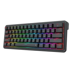 Redragon IRONGUARD K722-RGB، لوحة مفاتيح سلكية مدمجة بـ61 مفتاحًا - أسود