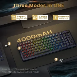 Redragon Bragi Pro، مفاتيح Creamy، ثلاثي الأوضاع، تركيب GASKET، لوحة مفاتيح للألعاب | K686GB-RGB-PRO