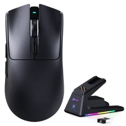 اشترِ فأرة الألعاب اللاسلكية Attack Shark X1 مع قاعدة شحن مغناطيسية بإضاءة RGB ومستشعر PAW3395PRO في البحرين