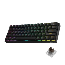 لوحة مفاتيح Redragon K530 Pro Draconic الميكانيكية المدمجة للألعاب بإضاءة RGB وبحجم 60% – مفاتيح بنية