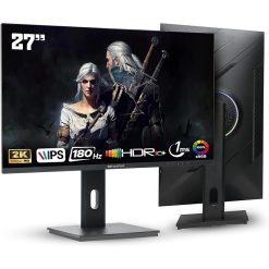 شاشة ألعاب DARKFLASH S275QG مقاس 27 بوصة بدقة QHD ومعدل تحديث 180Hz ولوحة Fast IPS وزمن استجابة 1ms، مع HDR10+ وتغطية 100% من sRGB وإضاءة خلفية ARGB - أسود