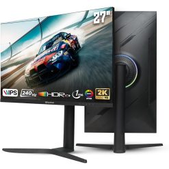 شاشة الألعاب DARKFLASH S275QR مقاس 27 بوصة بدقة QHD وتردد 240Hz ولوحة Fast IPS وزمن استجابة 1ms، مع HDR10+ وتغطية 100% من sRGB وإضاءة خلفية ARGB - أسود