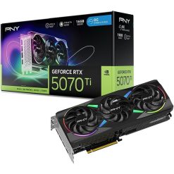 بطاقة PNY NVIDIA GeForce RTX 5070 Ti EPIC-X RGB™ OC | ذاكرة GDDR7 بسعة 16 جيجابايت، ناقل 256 بت | سرعة 28 جيجابت/ثانية | بطاقة رسومات بثلاث مراوح وواجهة PCIe 5.0